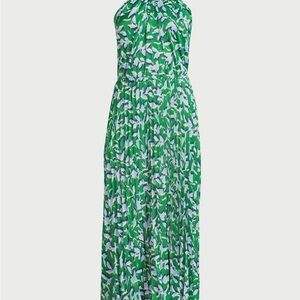 Elegant Green Patterned Maxi Dress